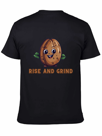 Rise and Grind Coffee Bean Graphic T-Shirt