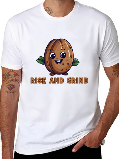 Rise and Grind Coffee Bean Graphic T-Shirt