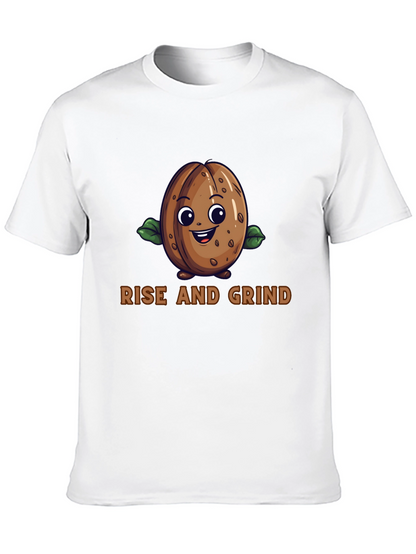 Rise and Grind Coffee Bean Graphic T-Shirt