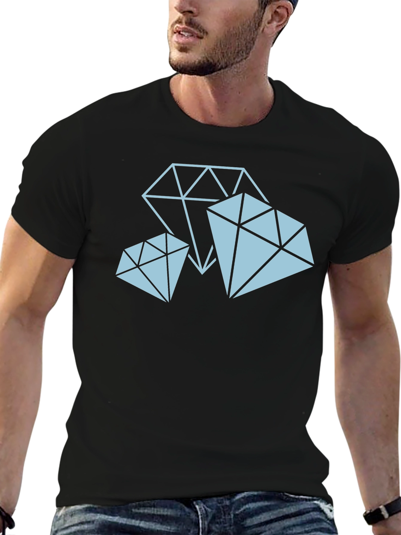 Diamond Graphic Tee - Black Cotton T-Shirt