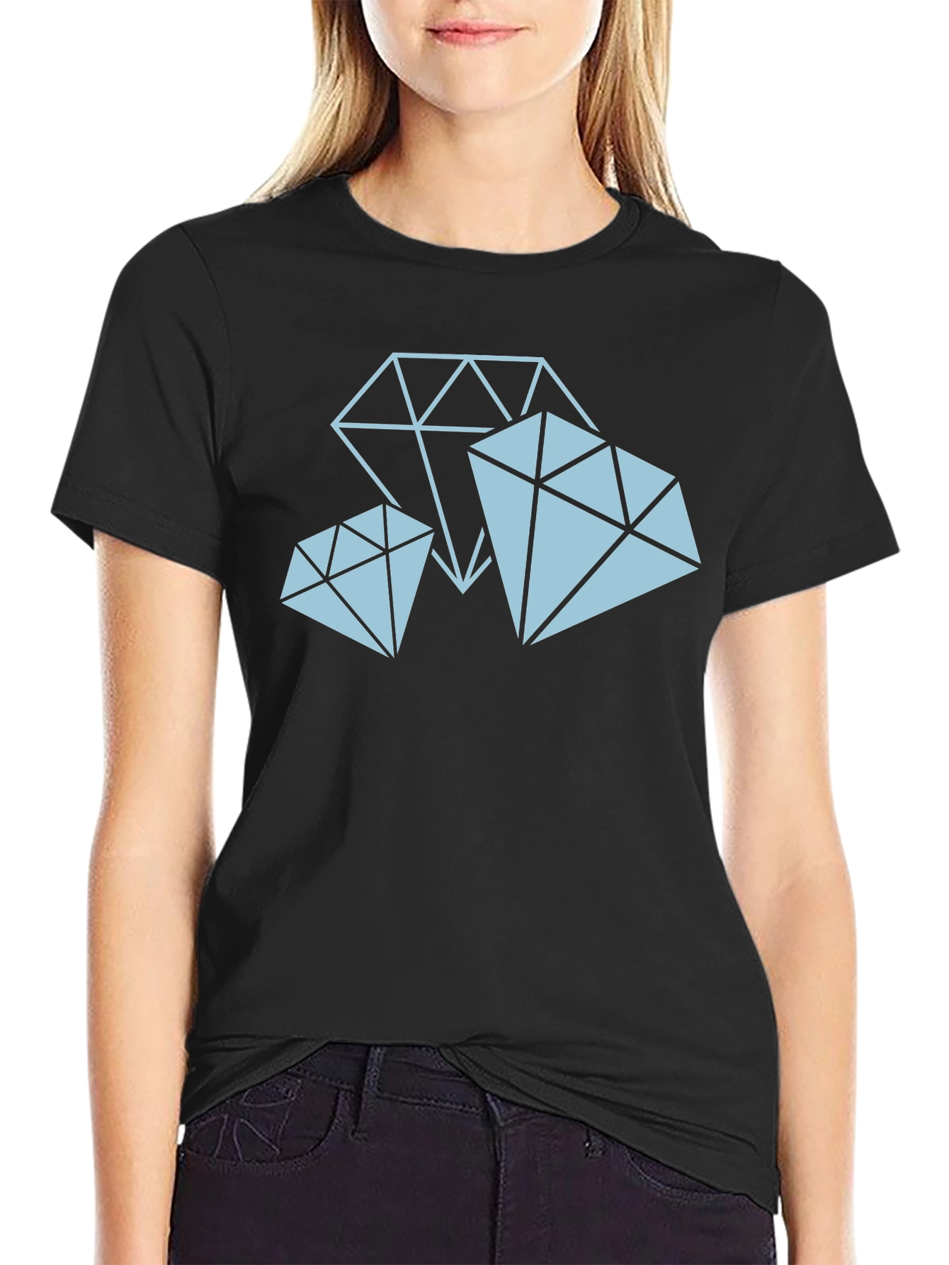 Diamond Graphic Tee - Black Cotton T-Shirt