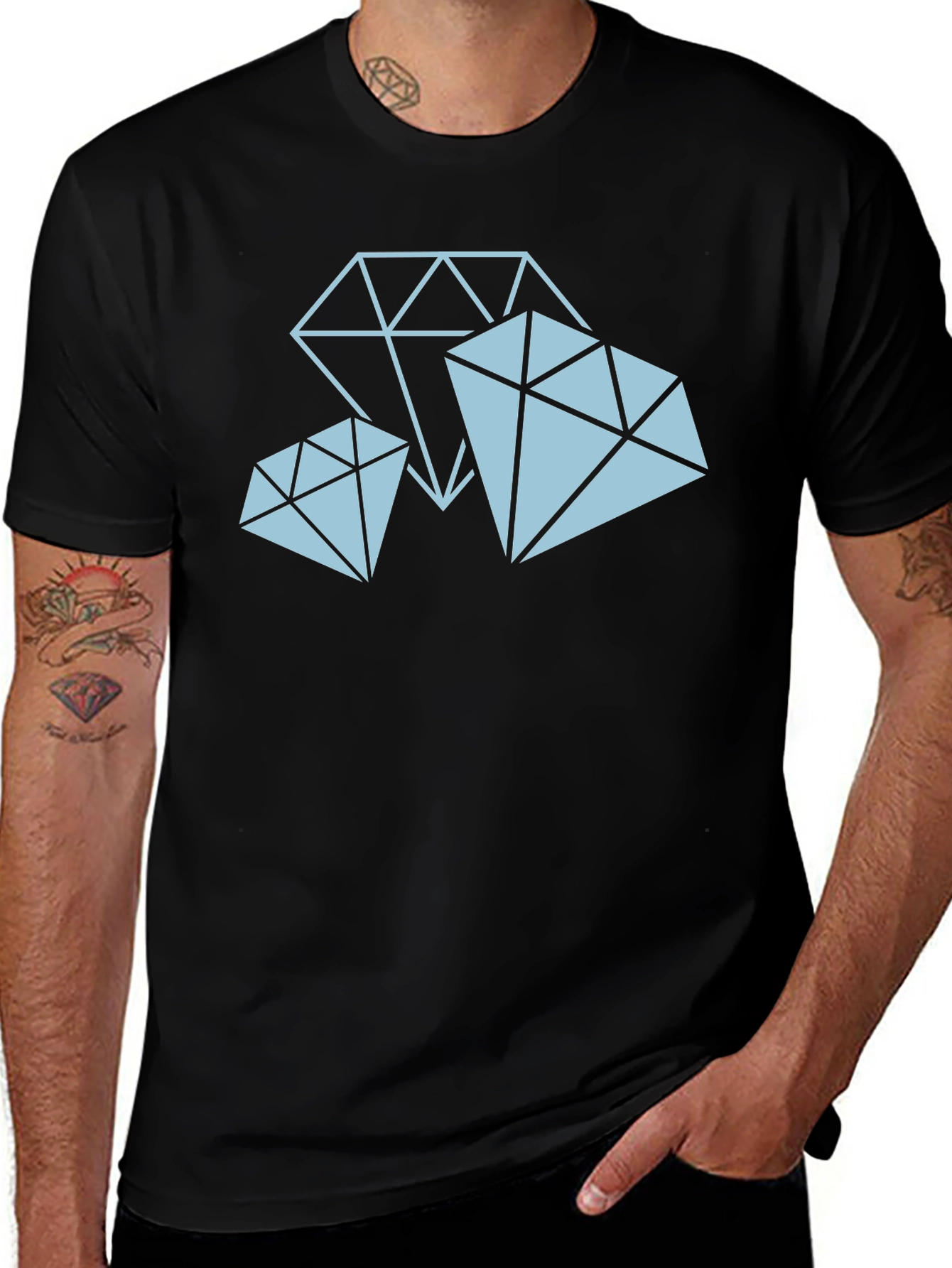 Diamond Graphic Tee - Black Cotton T-Shirt