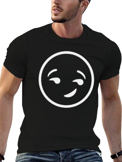 Winking Emoji Graphic T-Shirt - Black