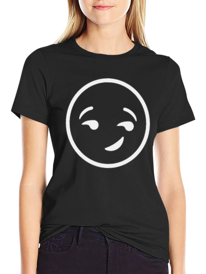 Winking Emoji Graphic T-Shirt - Black