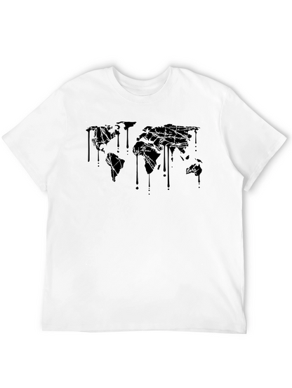 Dripping World Map Graphic Tee - Black