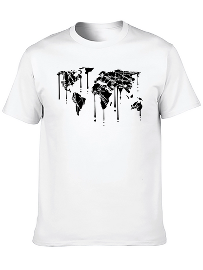 Dripping World Map Graphic Tee - Black