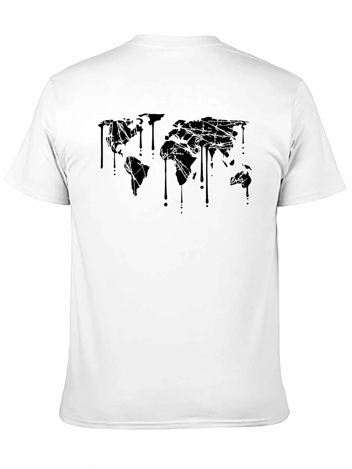 Dripping World Map Graphic Tee - Black