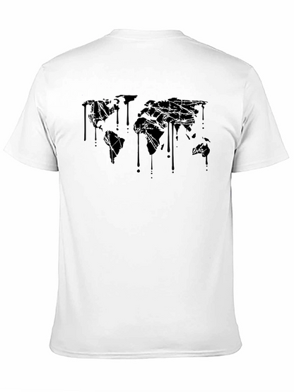Dripping World Map Graphic Tee - Black