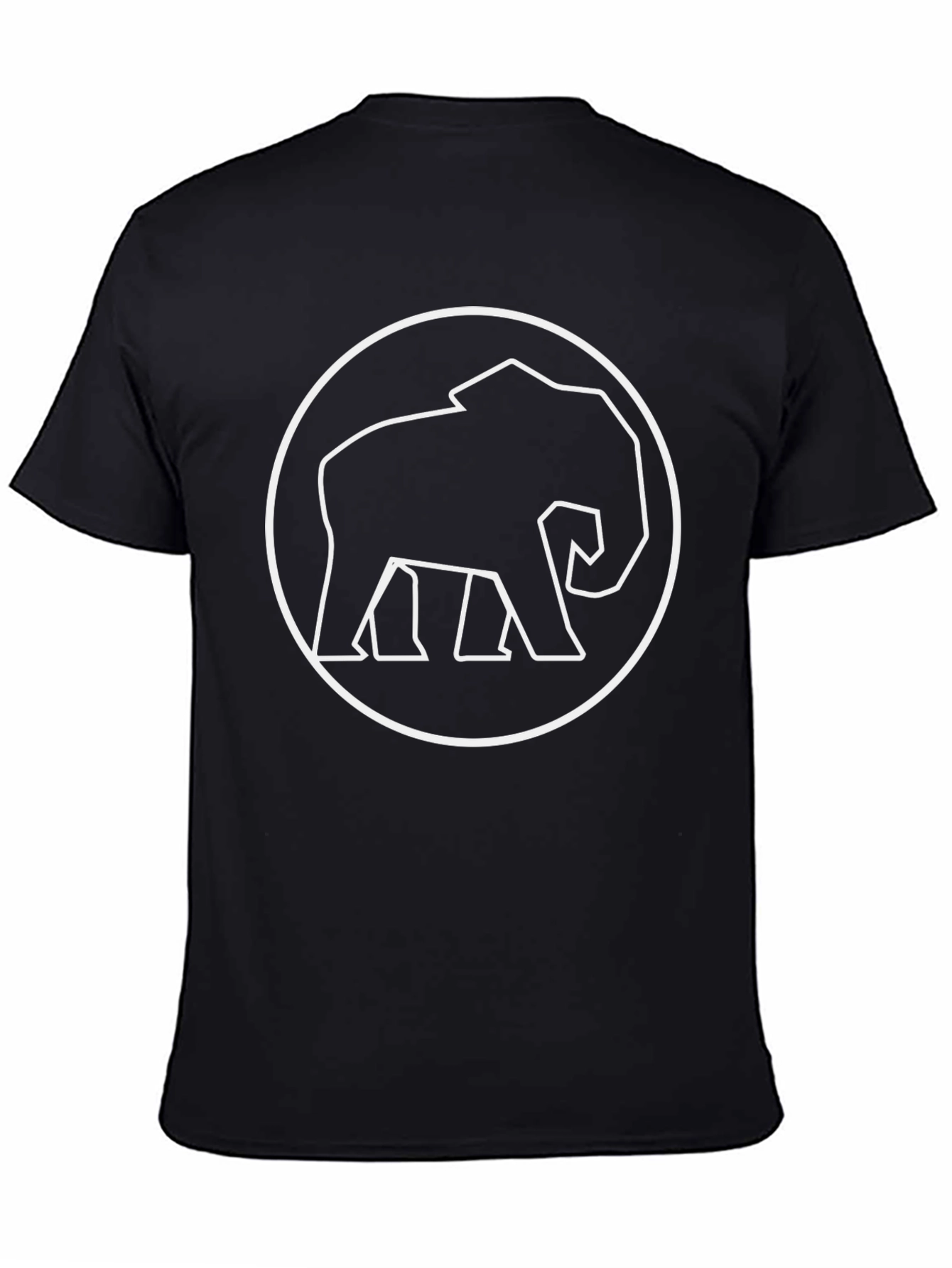 Elephant Outline Graphic Tee - Black Cotton Shirt