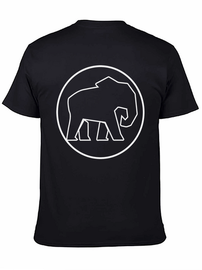 Elephant Outline Graphic Tee - Black Cotton Shirt