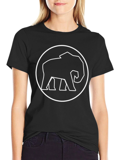 Elephant Outline Graphic Tee - Black Cotton Shirt