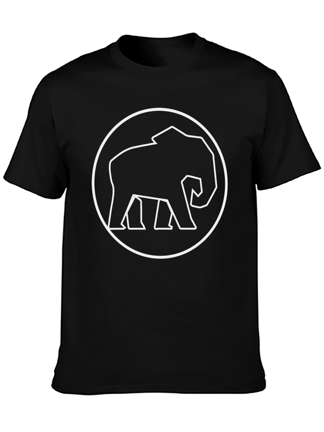 Elephant Outline Graphic Tee - Black Cotton Shirt