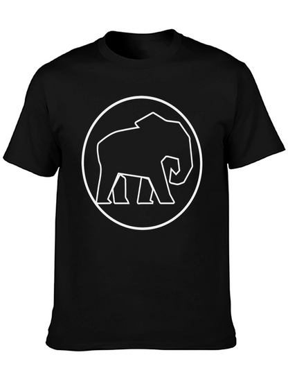 Elephant Outline Graphic Tee - Black Cotton Shirt