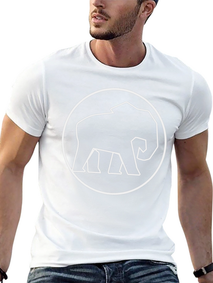 Elephant Outline Graphic Tee - Black Cotton Shirt