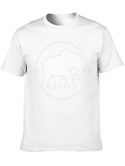 Elephant Outline Graphic Tee - Black Cotton Shirt