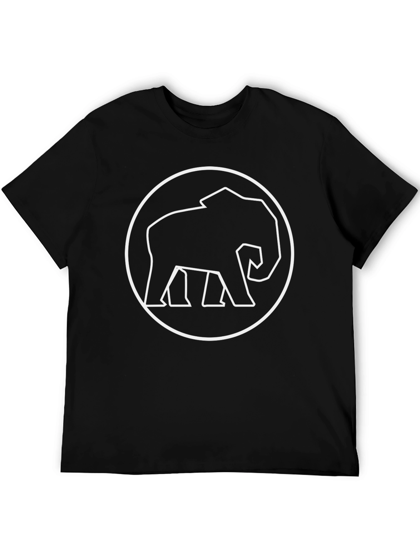 Elephant Outline Graphic Tee - Black Cotton Shirt
