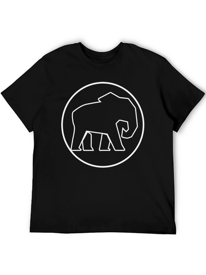 Elephant Outline Graphic Tee - Black Cotton Shirt