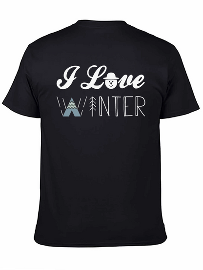 I Love Winter Black Graphic T-Shirt