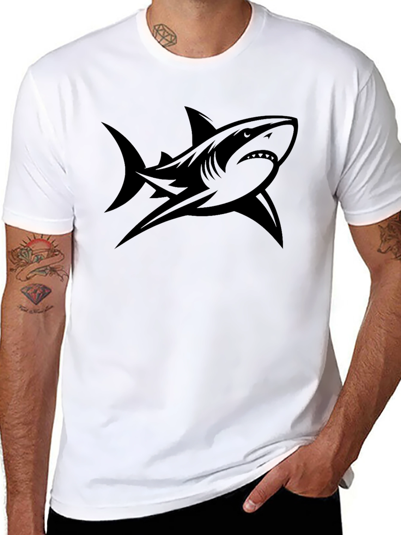 Shark Graphic Tee - Mens Black T-Shirt