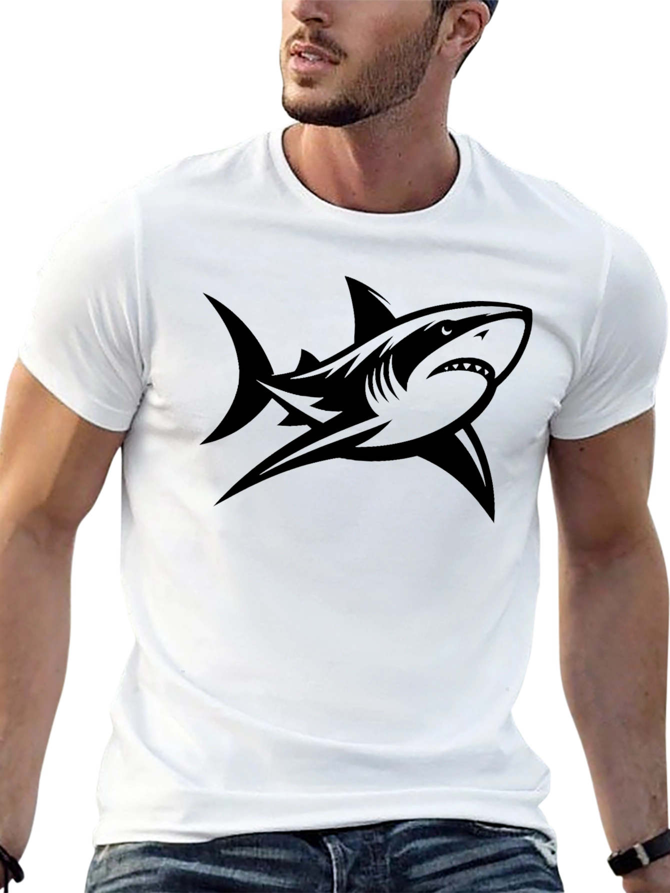 Shark Graphic Tee - Mens Black T-Shirt