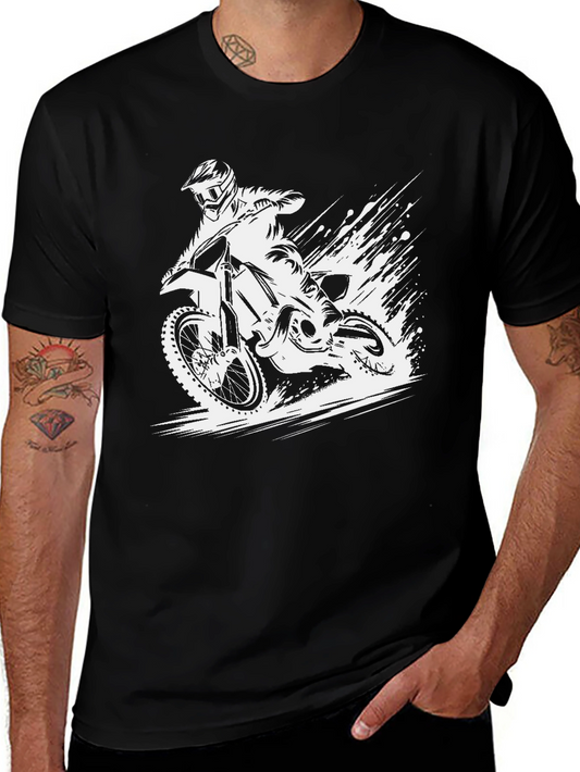 Dirt Bike Rider Graphic Tee - Black Cotton T-Shirt