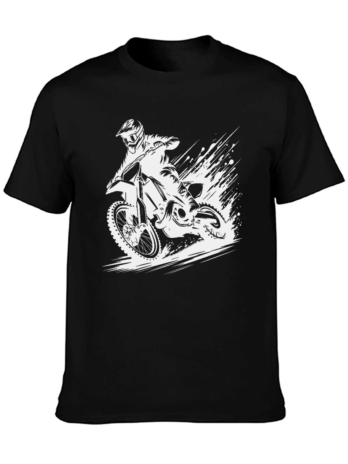 Dirt Bike Rider Graphic Tee - Black Cotton T-Shirt