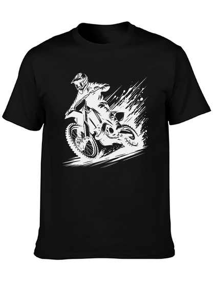 Dirt Bike Rider Graphic Tee - Black Cotton T-Shirt