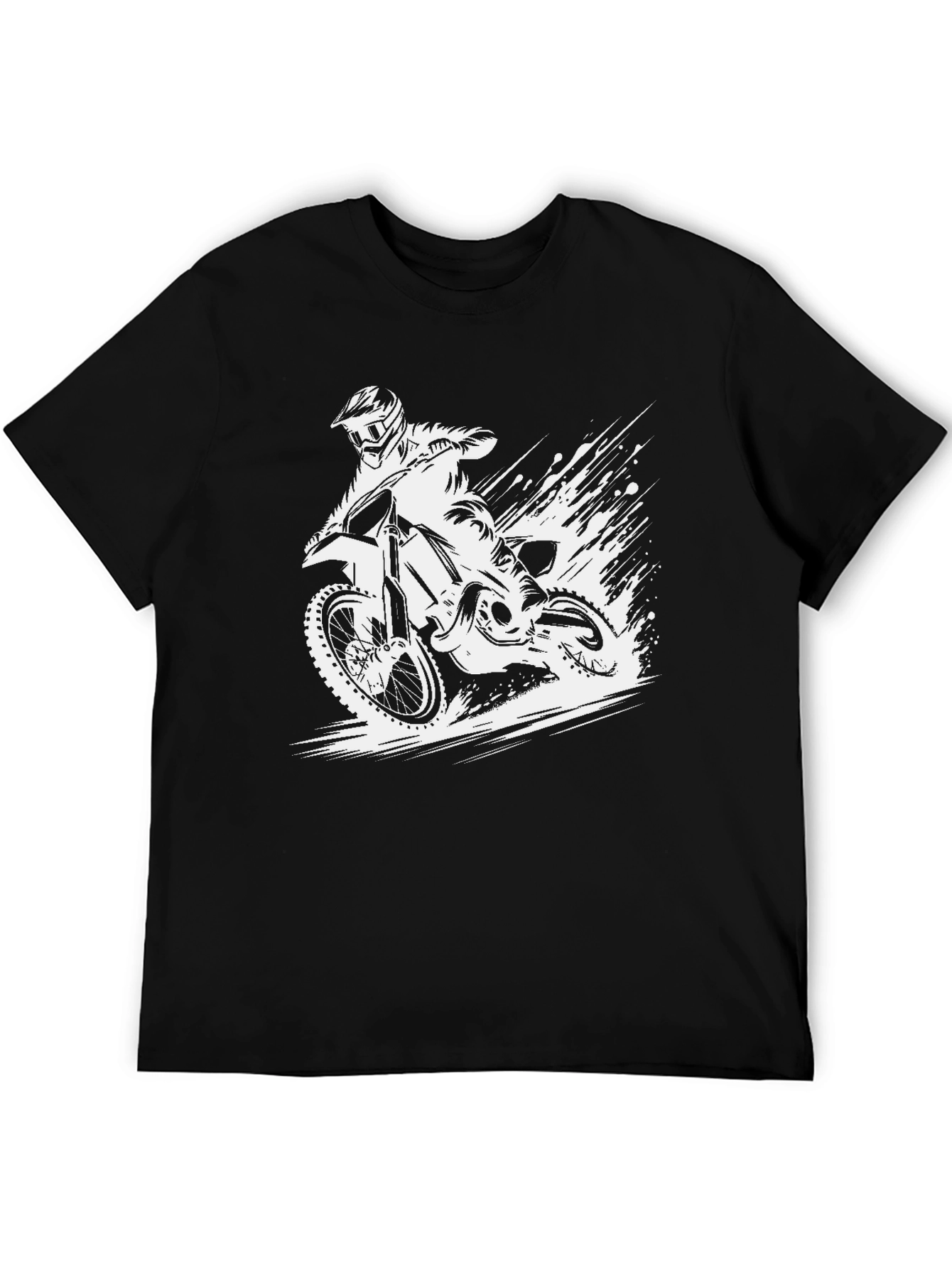 Dirt Bike Rider Graphic Tee - Black Cotton T-Shirt