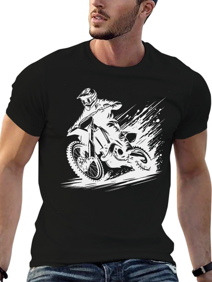 Dirt Bike Rider Graphic Tee - Black Cotton T-Shirt