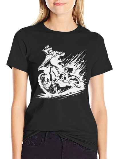 Dirt Bike Rider Graphic Tee - Black Cotton T-Shirt