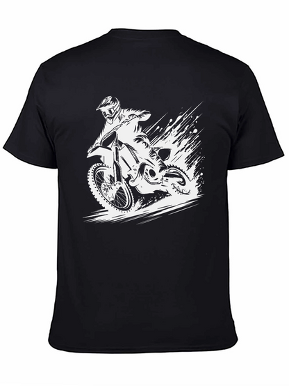 Dirt Bike Rider Graphic Tee - Black Cotton T-Shirt
