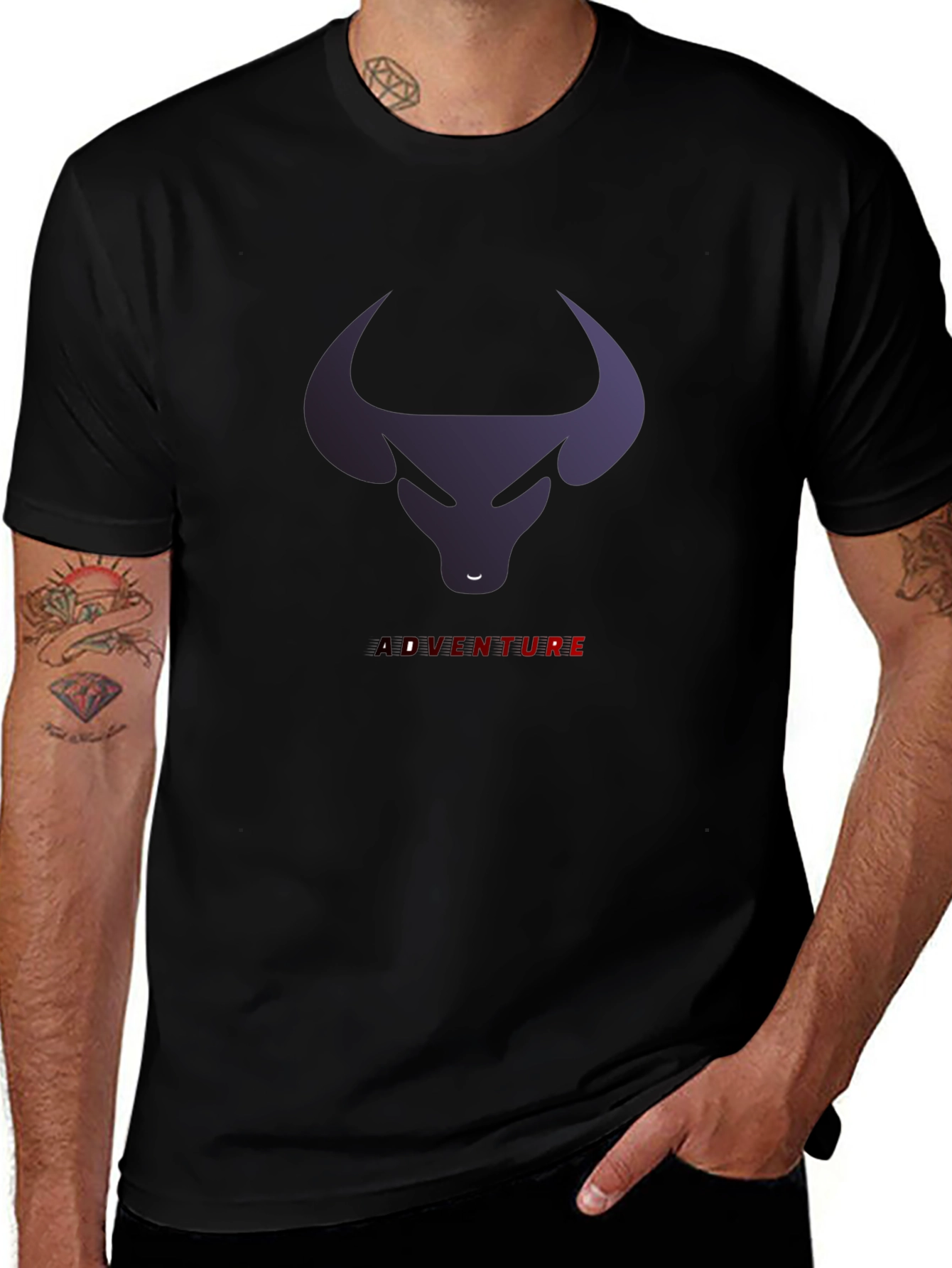 Bull Adventure Graphic Tee - Black Casual T-Shirt