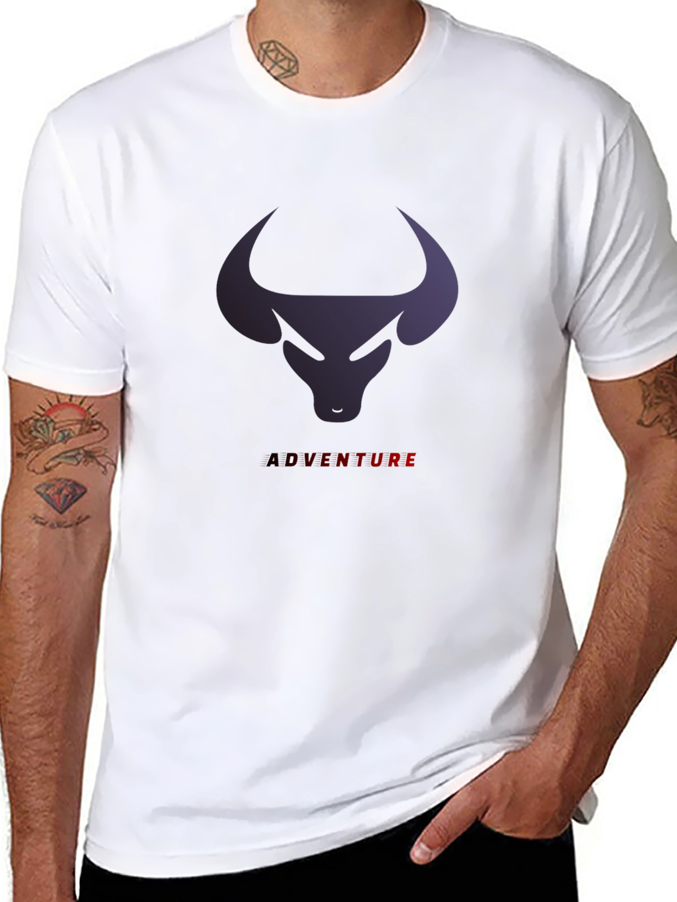 Bull Adventure Graphic Tee - Black Casual T-Shirt
