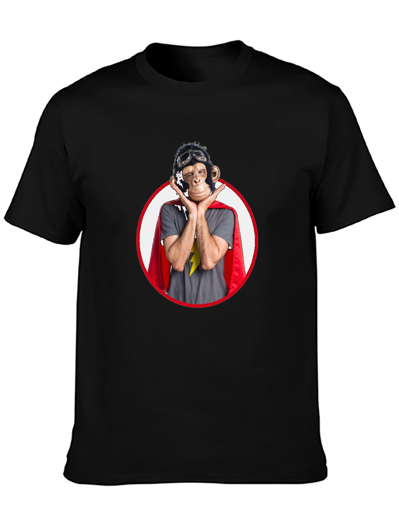 Superhero Monkey Graphic T-Shirt - Black