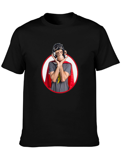 Superhero Monkey Graphic T-Shirt - Black