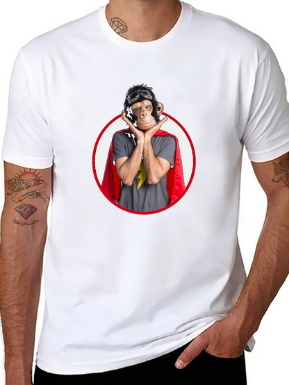 Superhero Monkey Graphic T-Shirt - Black