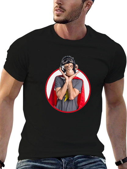 Superhero Monkey Graphic T-Shirt - Black