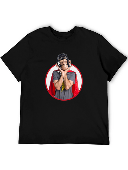Superhero Monkey Graphic T-Shirt - Black