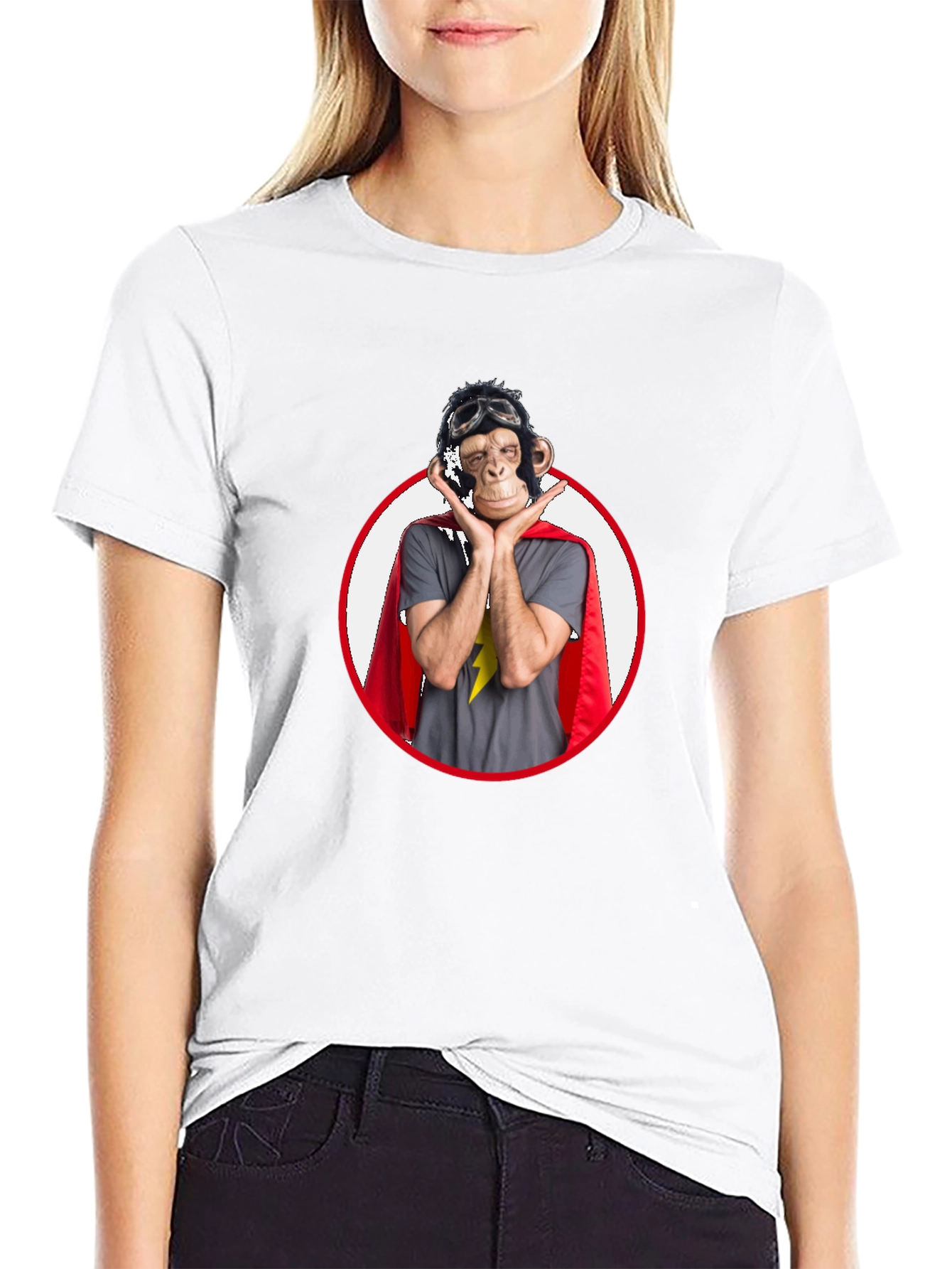 Superhero Monkey Graphic T-Shirt - Black