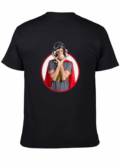 Superhero Monkey Graphic T-Shirt - Black