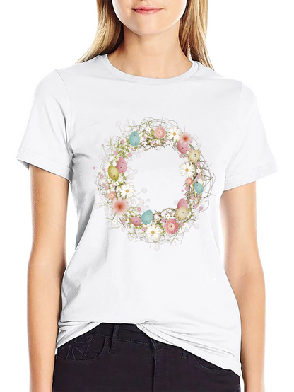 Floral Easter Egg Wreath Graphic Tee