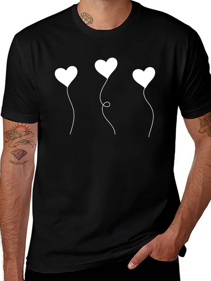 Heart Balloons Graphic Black T-Shirt