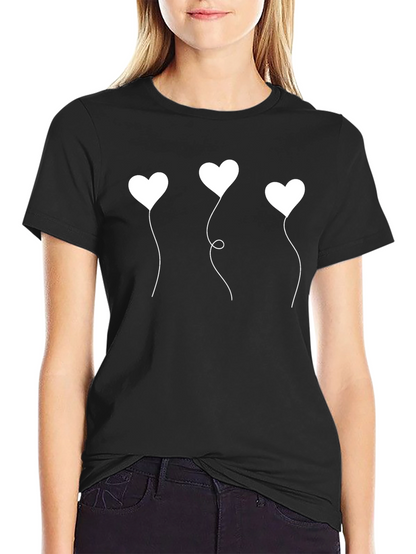 Heart Balloons Graphic Black T-Shirt