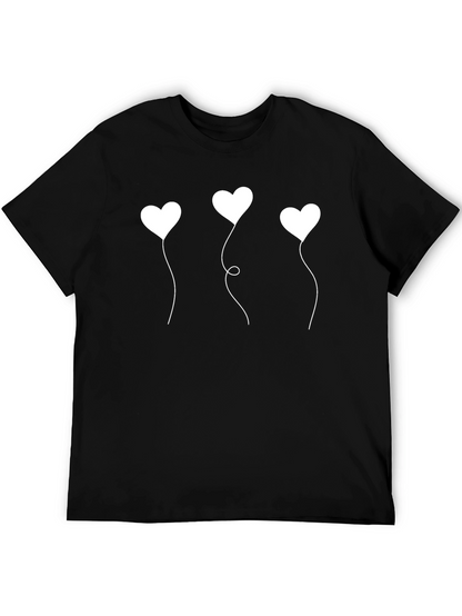 Heart Balloons Graphic Black T-Shirt