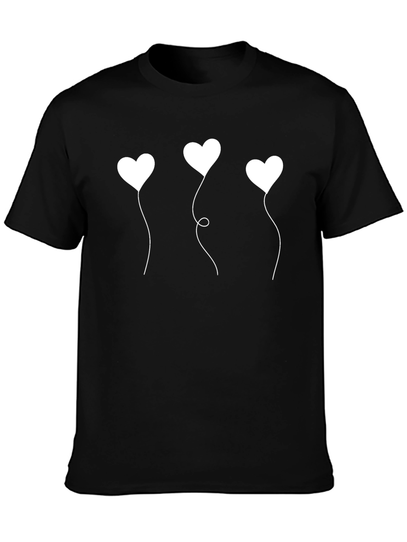 Heart Balloons Graphic Black T-Shirt