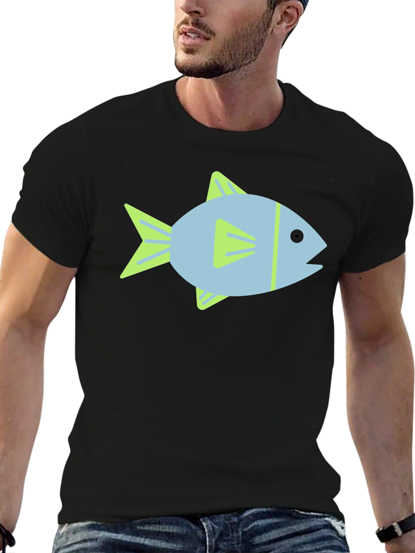 Fish Graphic Black T-Shirt - Casual Style
