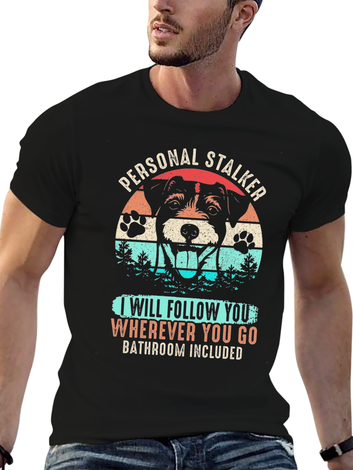 Personal Stalker Dog Graphic T-Shirt