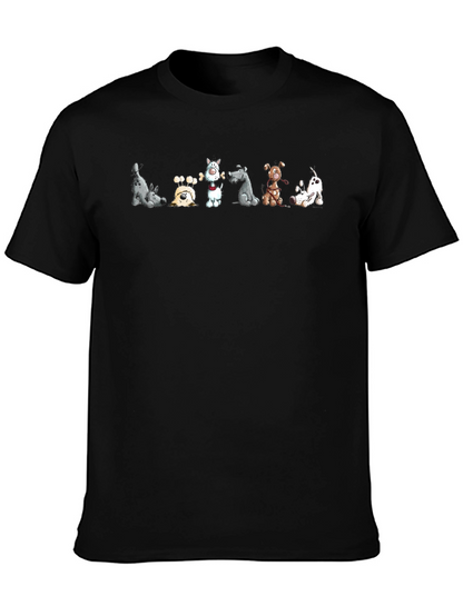 Cartoon Dog Graphic Black T-Shirt