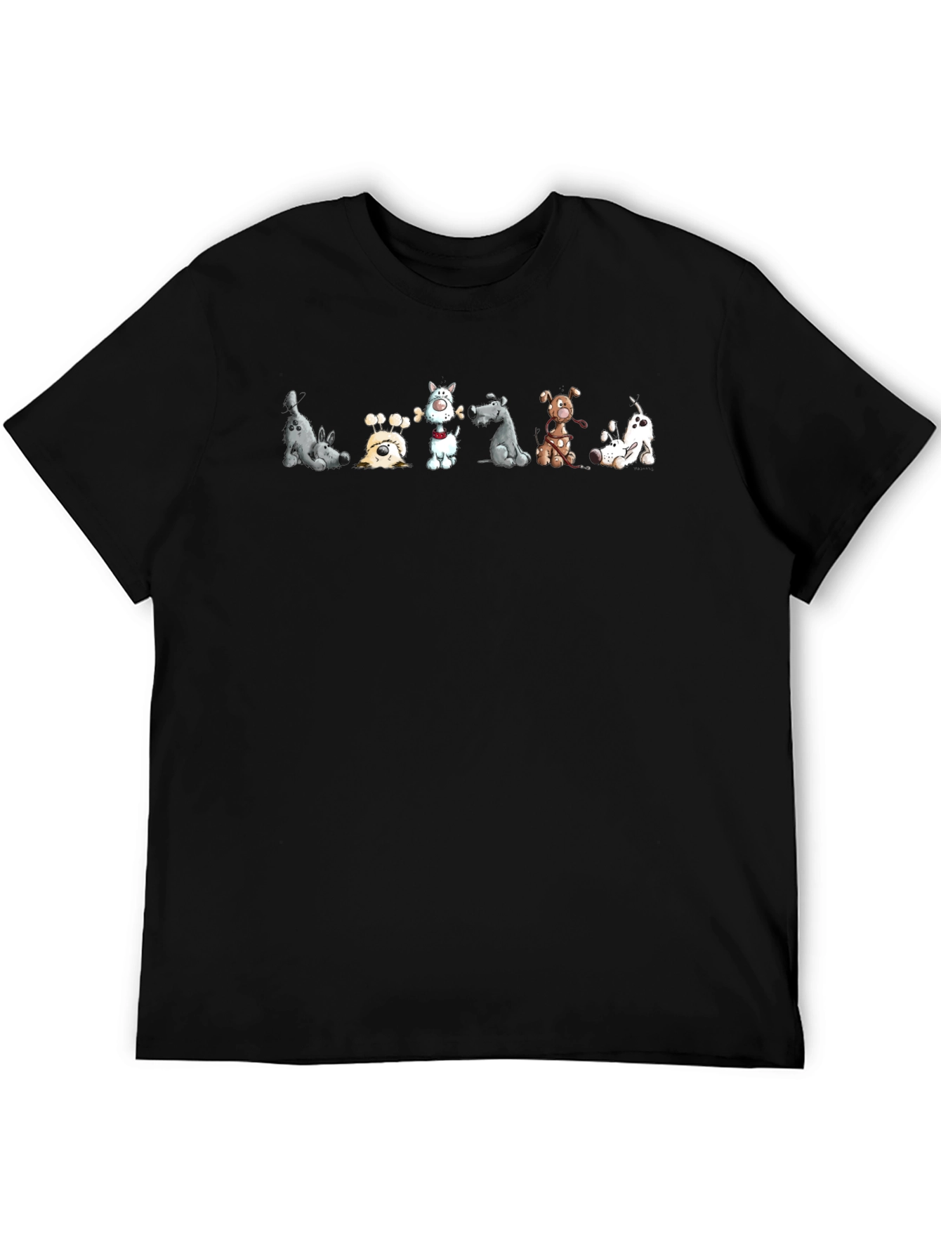 Cartoon Dog Graphic Black T-Shirt
