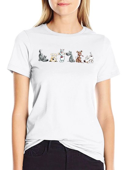 Cartoon Dog Graphic Black T-Shirt